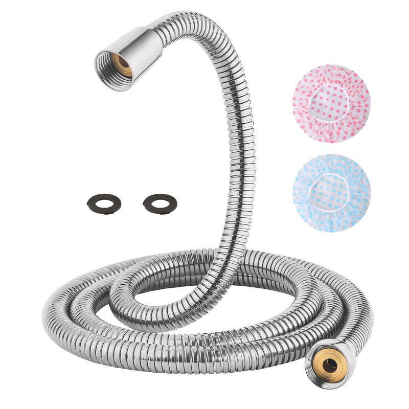 TRIPHIL Kink-free Shower Hoses Extra-long for Handheld Showerhead Hose Replacement Flexible Metal Shower Tube Extension Anti-twist 2 Brass Connectors Stainless Steel Sleeve Chrome 79 Inches - Image 1